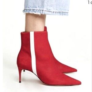 NWT Schuts Red Suede Tuxedo Stripe Adrien Ankle Booties